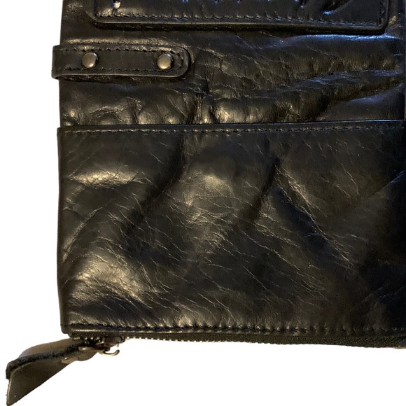 Leather Wallet, NWOT, black with zippers, mens - Picture 8 of 8